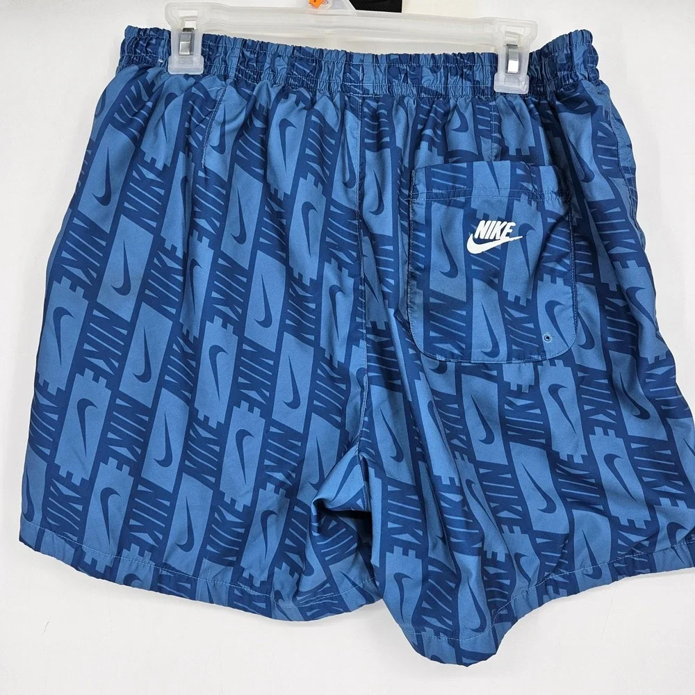 Nike Shorts Mens Extra Large Swoosh All Over Print Blue‎ Swim Sportswear